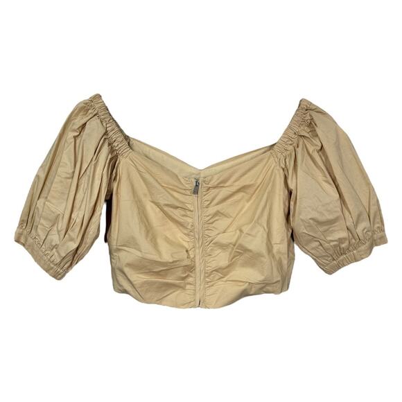 Mango MNG Off Shoulder Crop Top Flared Poplin Skirt Set XS/S New Tan Beige Maxi - Picture 4 of 14